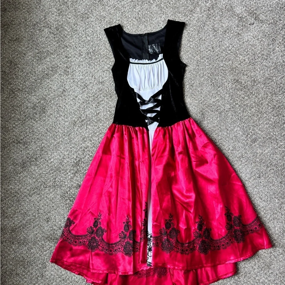 Leg Avenue Black and Red Pirate / Milkmaid Costume Dress